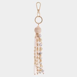 Nanette Key Chain Bag Charm White Gold